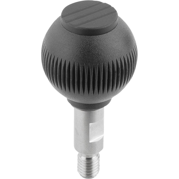 Spherical Knob Revolving Size:1, D1=25 D=M06X10, Plastic Black, Comp:Stainless, Cap:Black